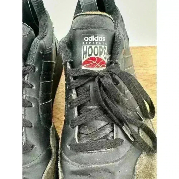 Adidas HOOPS‎ Black Low Classic Vintage Inspired Lace Up Sneaker Men's Size 11 - Picture 2 of 10